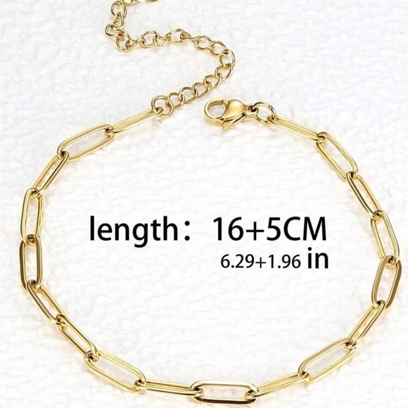 18K Gold plated Paper Clip Chain Bracelet Link Stainless steel womens jewelry - Picture 7 of 7